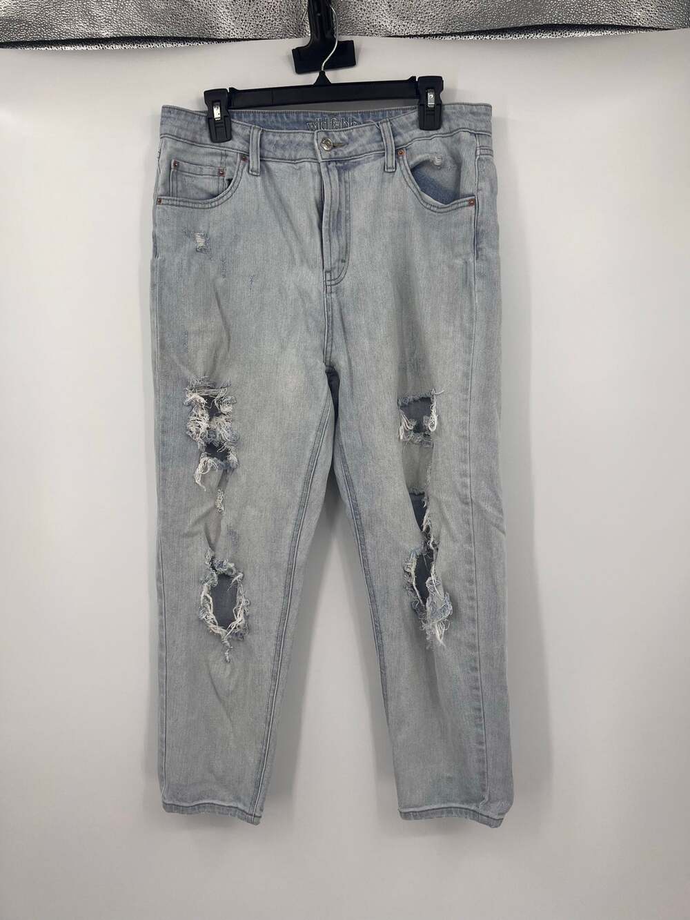 Wild Fable Women's Acid Wash Distressed Jeans 12 Some Stretch Straight Leg